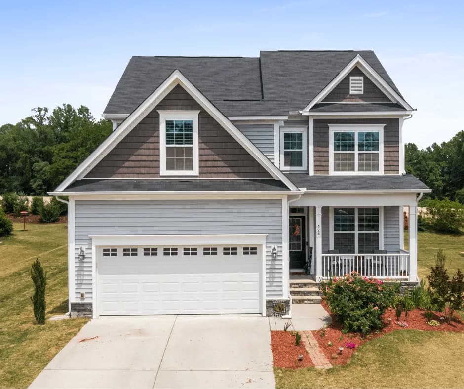 Two-story home with a covered porch