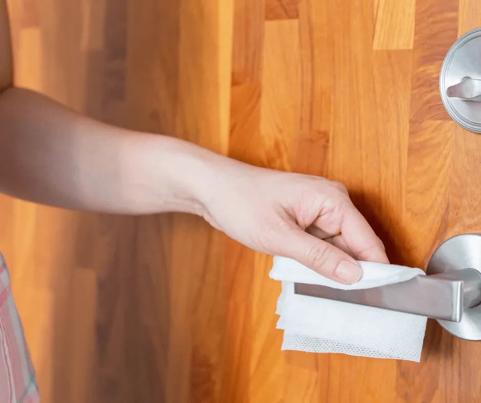 Cleaning a door handle