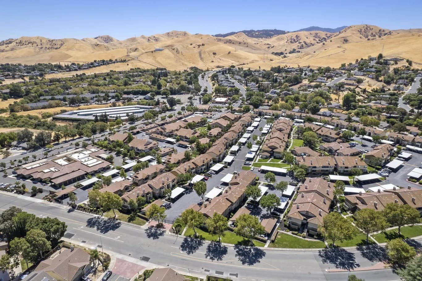 Aerial view of Pittsburg, California and the hills